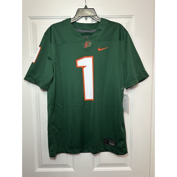 Size M Nike FAMU Florida A&M Rattlers Home Football Jersey Green Men's #1 NEW - Picture 1 of 4